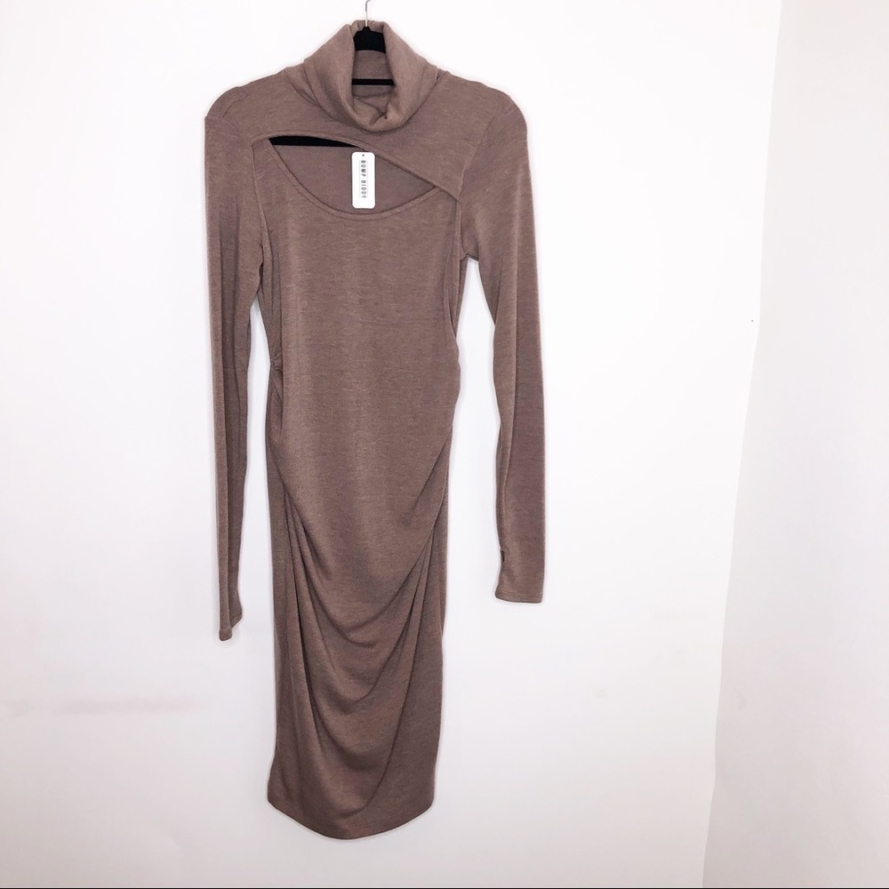 Bump Biddy NWT‎ Maternity Turtleneck Ruched Dress
